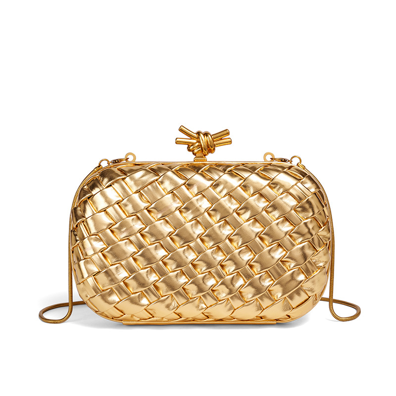 woven small clutch bag on chain