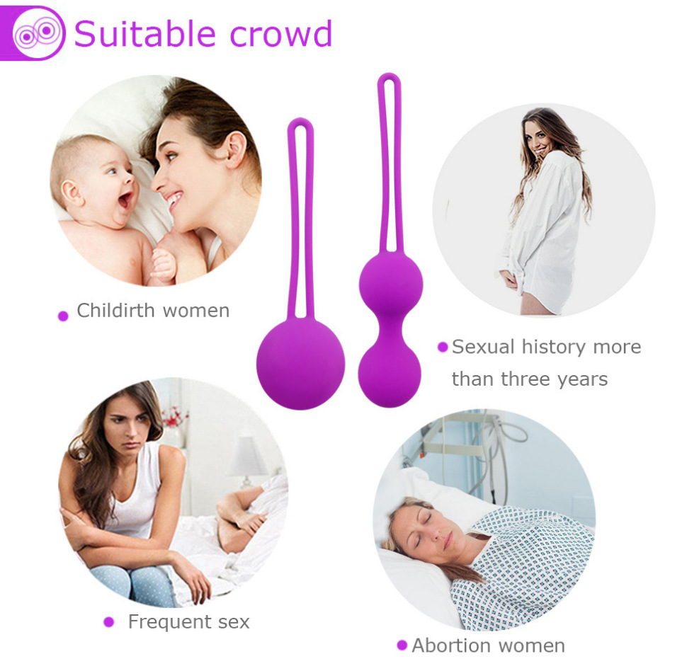 Vaginal Dumbbell Kegel Trainer 3-Piece Set, Silicone Vibrating Pelvic Floor Balls, Pink — detail image 9