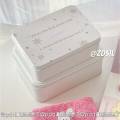 Ins韩系初雪元素鉄ボックス学生デスクトップ収纳小カード収纳ボックスステッカー素材高颜値整理