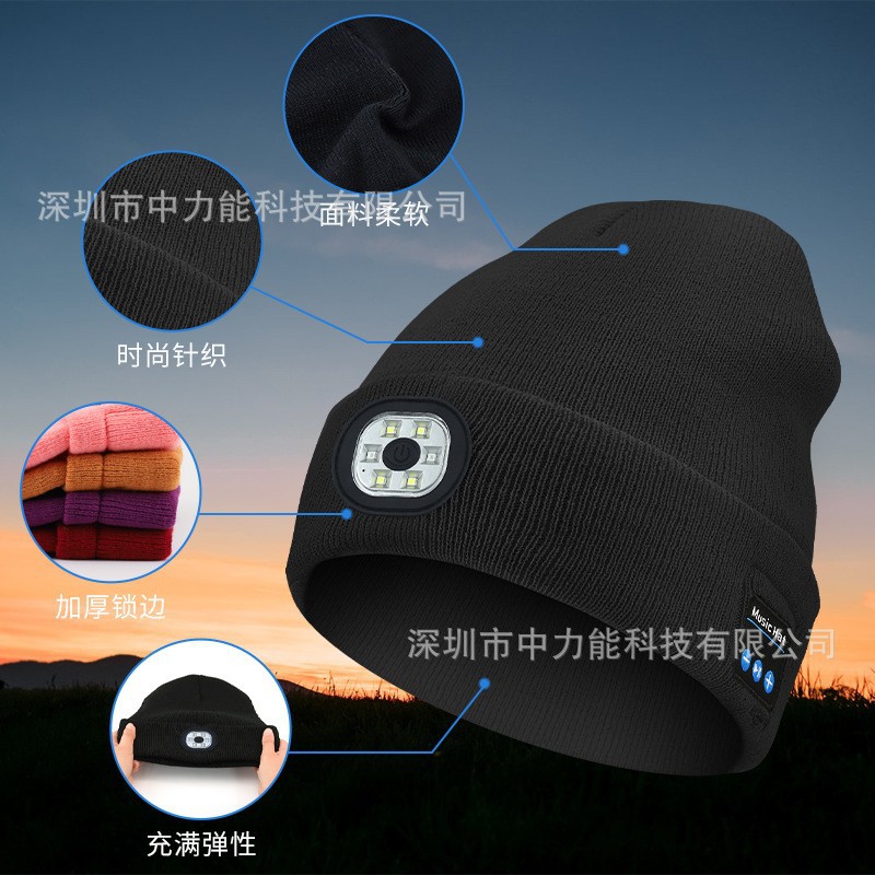 Amazon nuevo 5,0 Bluetooth de punto sombrero al aire libre noche corriendo noche pesca luz LED iluminación Bluetooth música LUZ DE Navidad sombrero