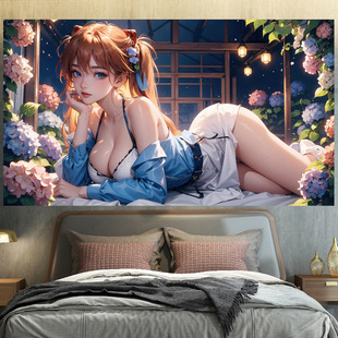 Flower Sea Girl Beautiful Girl Hanging Cloth ins Background Cloth Room Bedroom Bedside Decorative Wall Cloth Dormitory Ugly Covering Tapestry