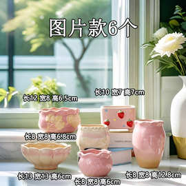 陶瓷多肉花盆粗陶简约个性透气肉植物拼盘清新创意老桩中小陶瓷盆