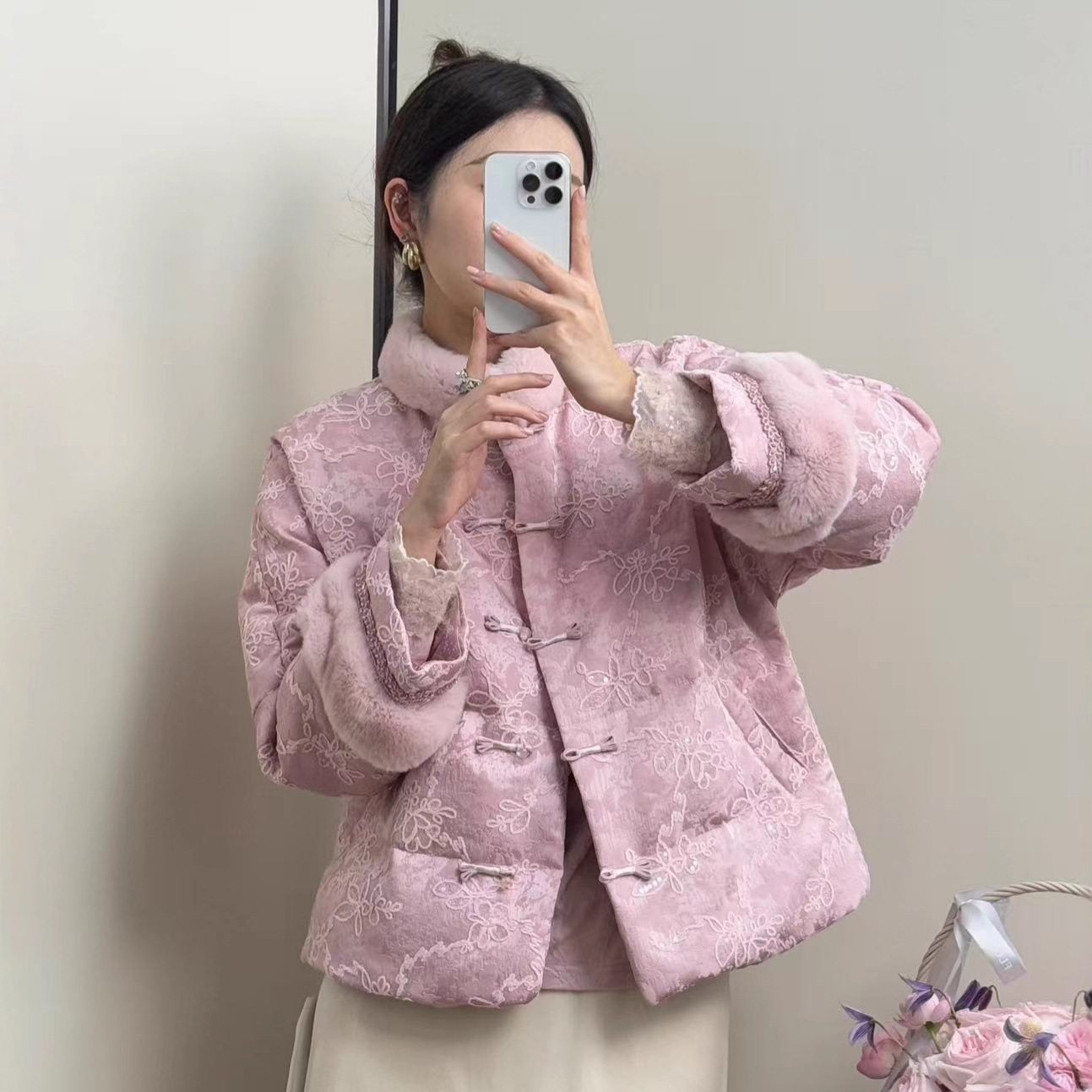 新中式国风羽绒服女2025冬季新款复古保暖加厚小个子盘扣毛领外套