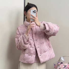 新中式国风羽绒服女2025冬季新款复古保暖加厚小个子盘扣毛领外套