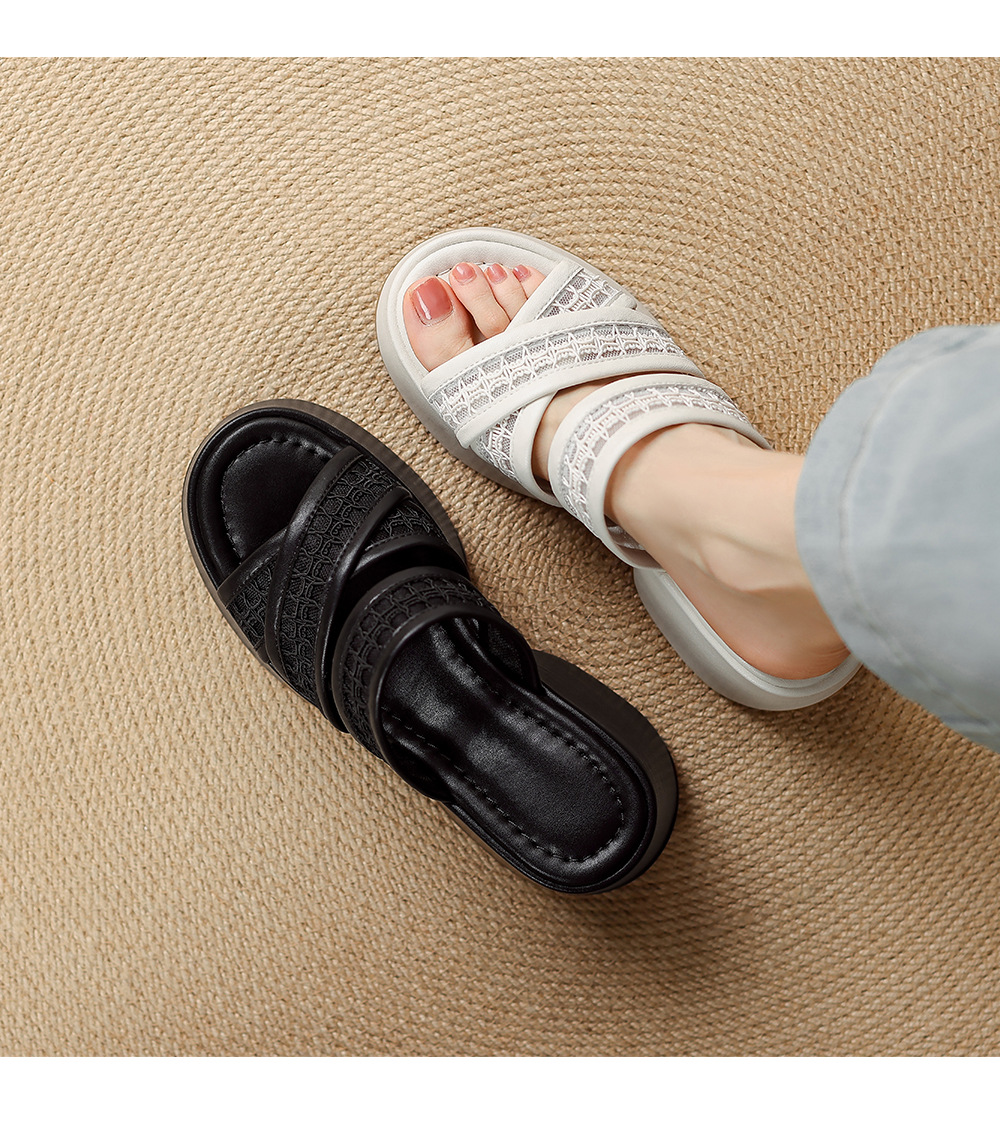 Sandal cao gót nữ quai chéo đế xuồng hở mũi gót 9 cm — màu đen, màu trắng ngà chi tiết 11