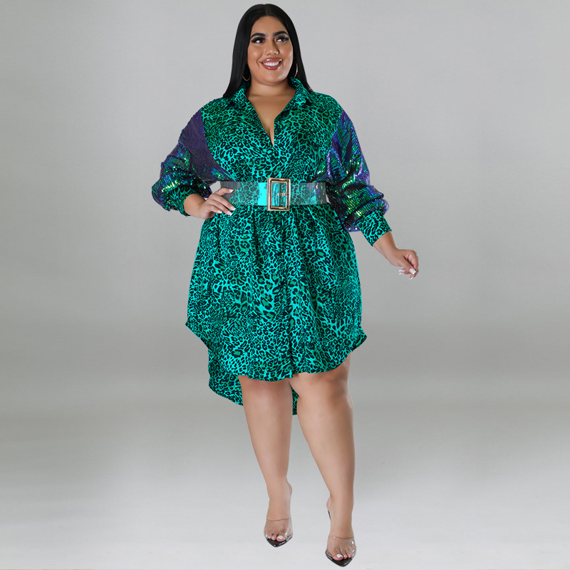 Women's Clothing Leopard Print Long Sleeved Top For Plus Size Women Sequin Detail Long Sleeve For Formal & Casual For Women_ecoleips.com