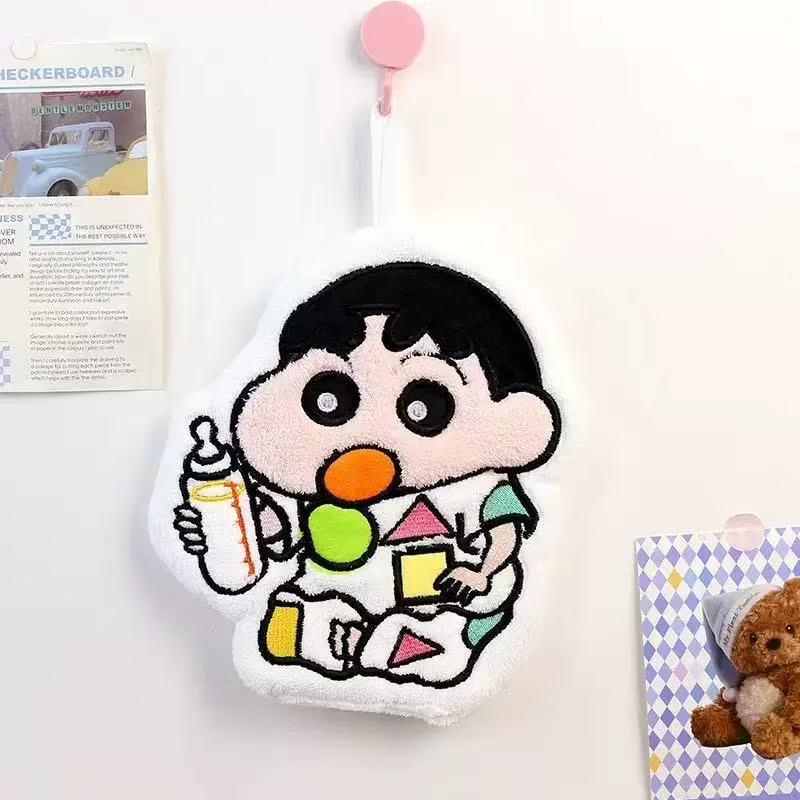 蜡笔小新擦手巾吸水速干加厚厨房挂式抹布珊瑚绒柔软可爱小毛巾|undefined