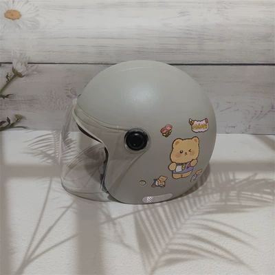 safety anti-fall four seasons winter — Motosiklet kaskı (dəbilqə) - national-standard-category-a-light-gray-no-8-transparent-long-adult-autumn-and-winter-helmet
