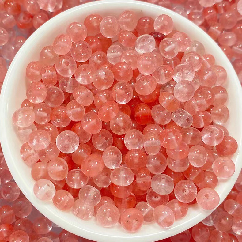 Ice strawberry crystal 6mm abacus bead spacer bead jewelry quartz rock jade diy accessories bracelet wholesale