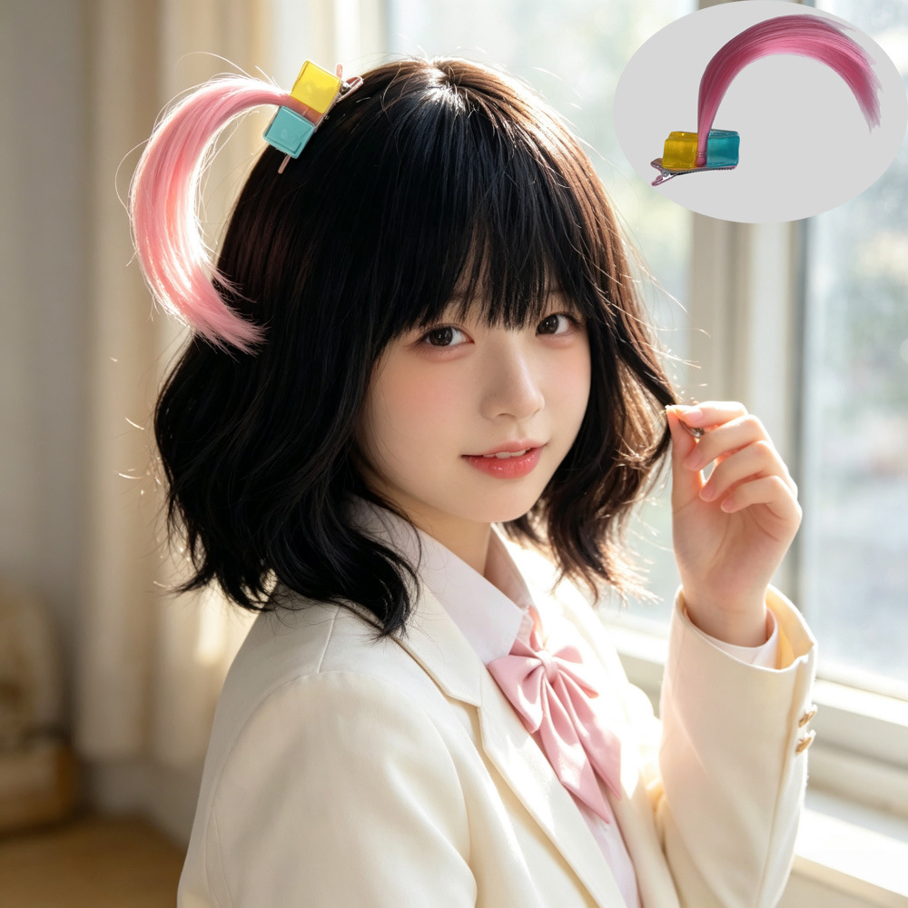 Shake the same style boqi sauce two-dimensional wig women's hairpin roll dazed hair shuttlecock head simulation fake hair accessories in stock