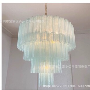法式MURANO浅蓝色玻璃南洋中古客厅穆拉诺餐厅复古别墅卧室吊灯-阿里巴巴