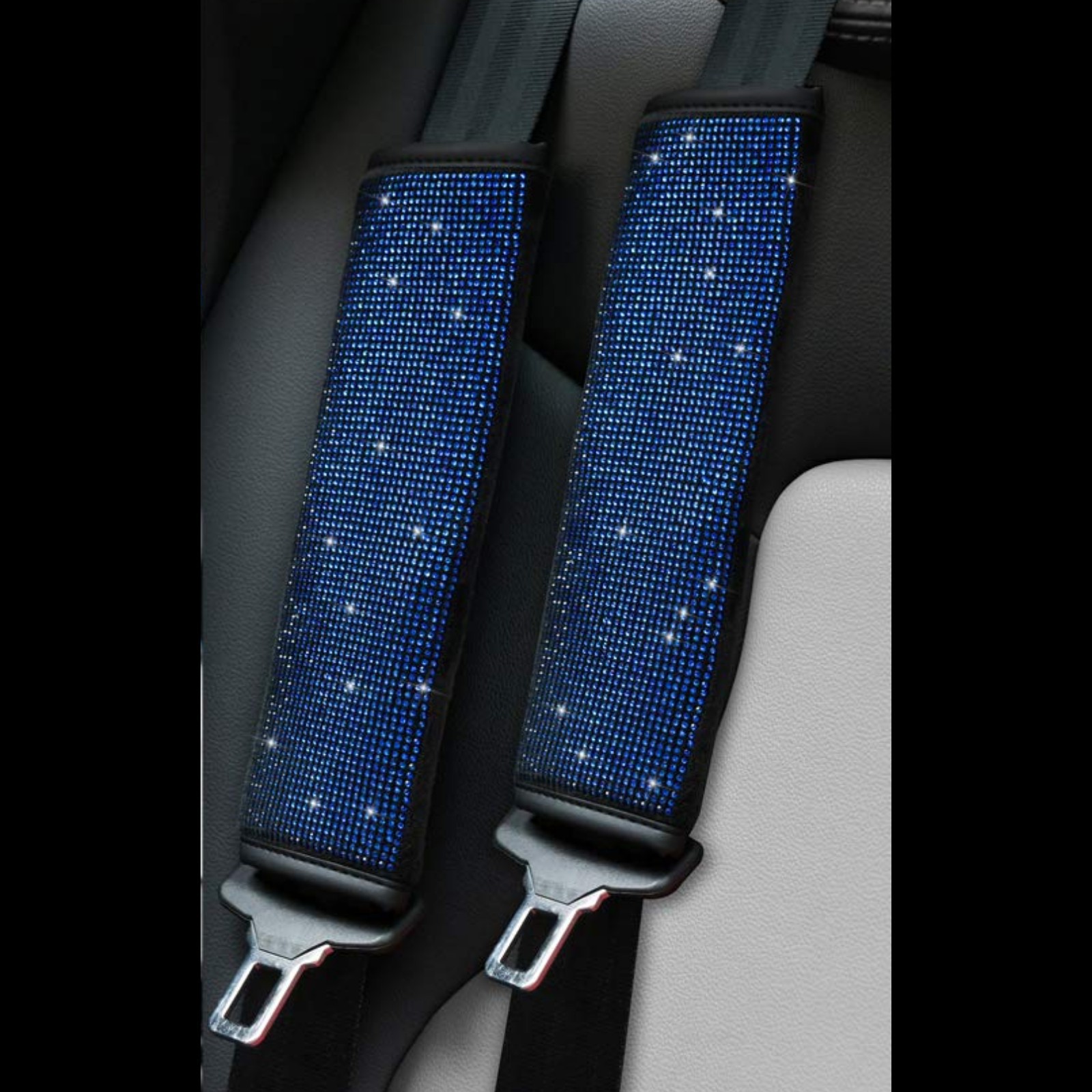 Car Seatbelt Cover with Rhinestones, Full Diamond Safety Belt Protector for Vehicle Interior