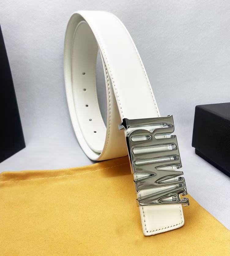 Amiri Logo Plaque Belt White
