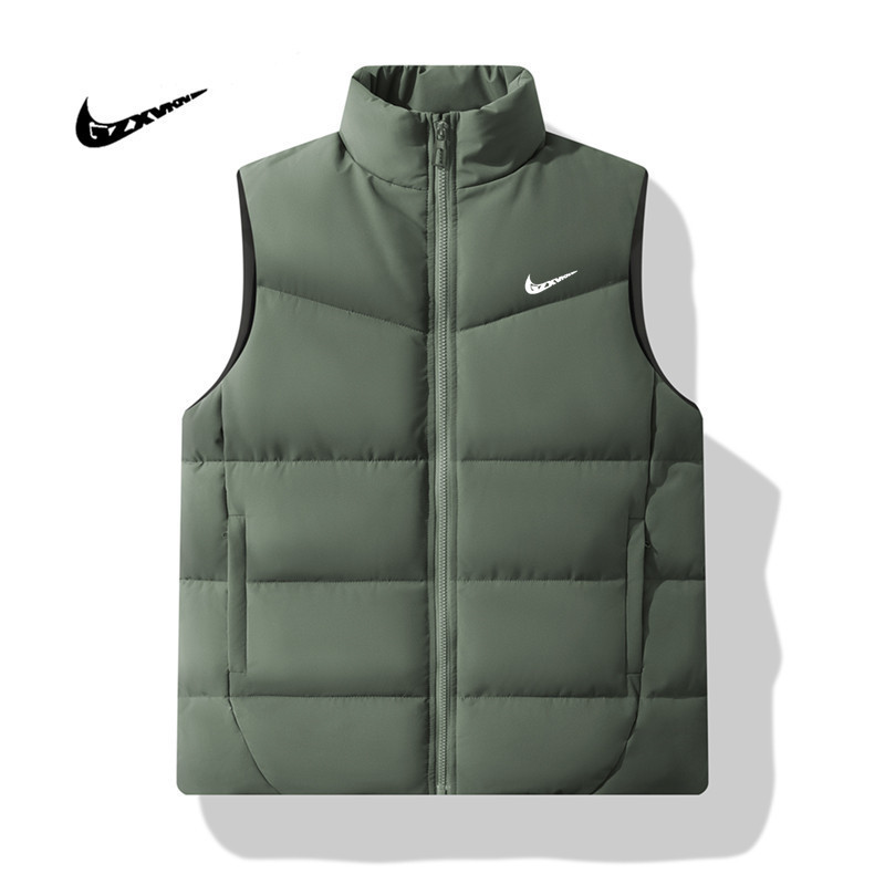 Autumn and Winter Windproof Waterproof Collar Cotton Vest Men's Solid Color Waistcoat Warm Casual Vest Sleeveless Sports Jacket Trendy