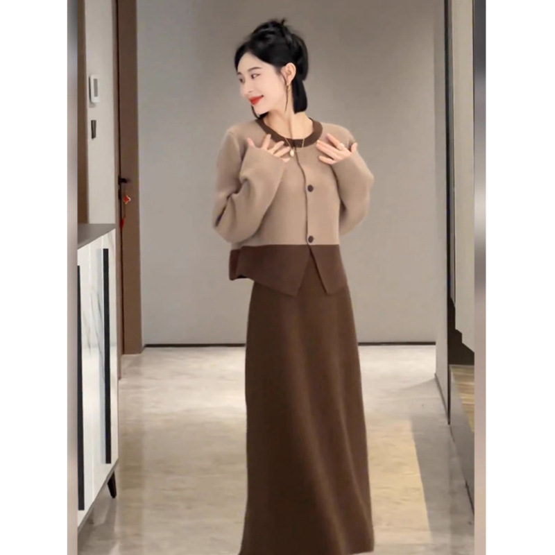 7589美拉德穿搭高级感流行漂亮气质半身裙两件套装2025新款女秋季|undefined