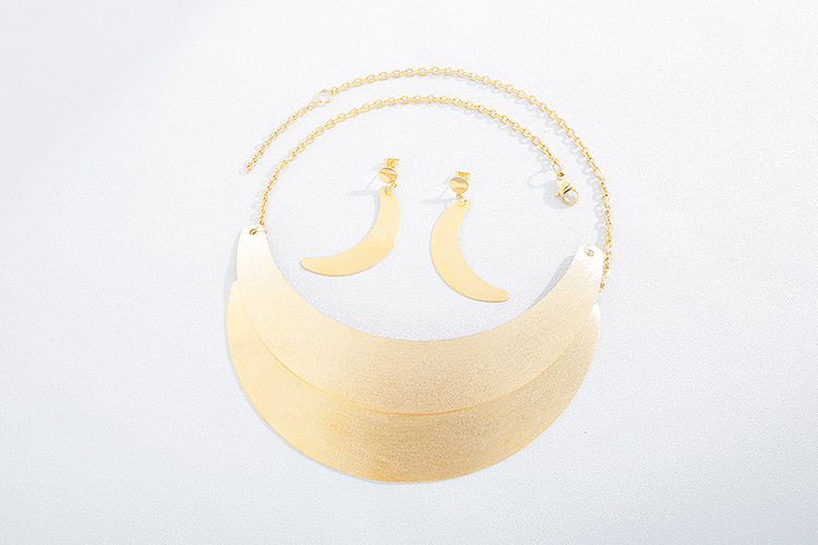 fashion creative stainless steel rhinestone earrings necklace set wholesale Nihaojewelry