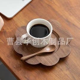 木质花朵托盘创意水果蛋糕坚果盘实木咖啡茶水杯小蝶托盘