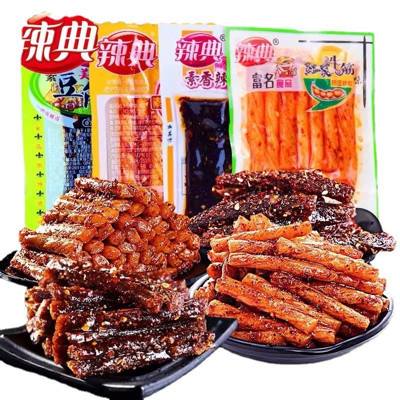 Latvia Happy Edamame Bean Gluten Soybean Dry Red Braised Vegetarian Beef Tendon Spicy Stick Spicy Skin Leisure Snacks 1 Bag 5 Pounds