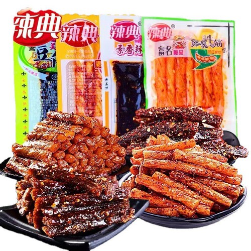 Latvia Happy Edamame Bean Gluten Soybean Dry Red Braised Vegetarian Beef Tendon Spicy Stick Spicy Skin Leisure Snacks 1 Bag 5 Pounds