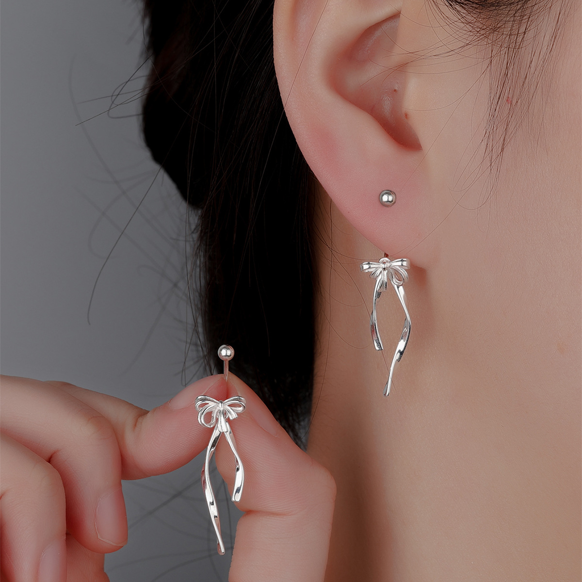 1g Weight 925 Sterling Silver Ear Needle Material Drop Earrings, Ear Studs Classification 1 Pair Quantity Daily Occasion 925 Sterling Silver Material Bow Knot Pattern All Seasons Season Women's Gender Plating Design Elegant, Simple Style Style 1 Pair 925 Sterling Silver 925 Sterling Silver Earrings Bow Knot Drop Earrings Ear Studs 2