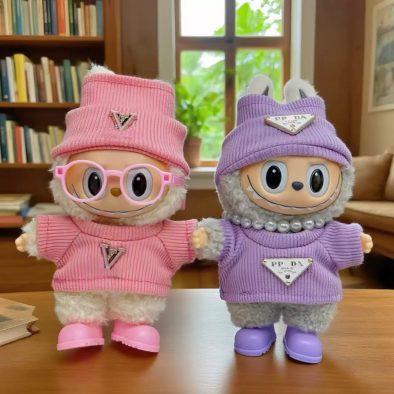 一二三代labubu拉布布拉布公仔大牌娃衣潮流服装衣服套装潮流配饰