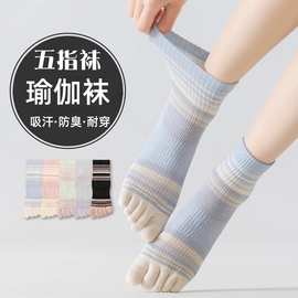 分趾五指袜子女中筒夏季普拉提精梳棉室内运动跳绳瑜珈袜诸暨袜业
