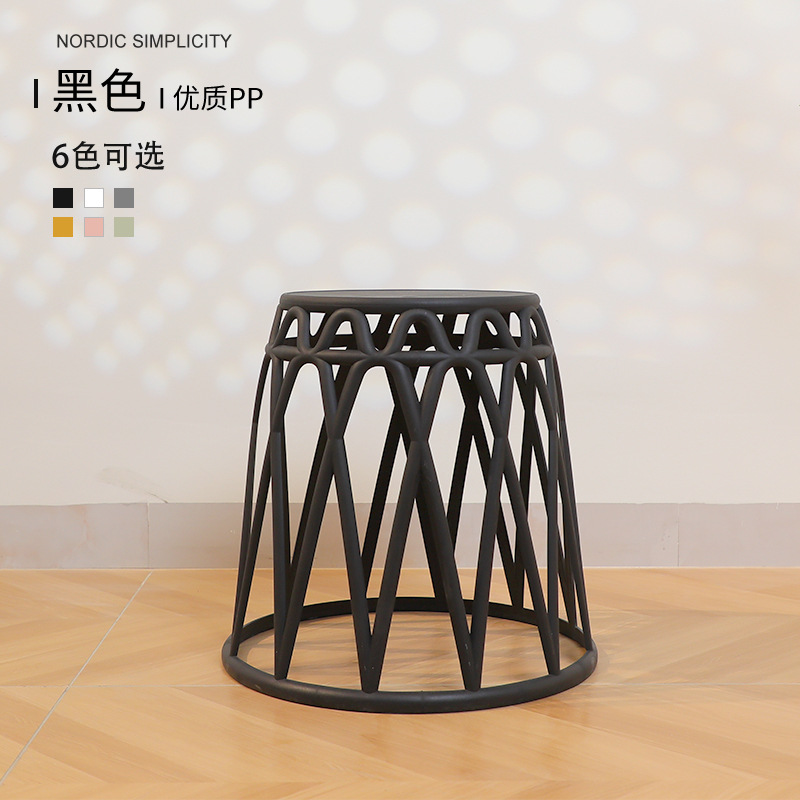 Moderno minimalista nórdico redondo taburete engrosada silla hogar adulto ocio silla de plástico respaldo taburete ligero apilamiento