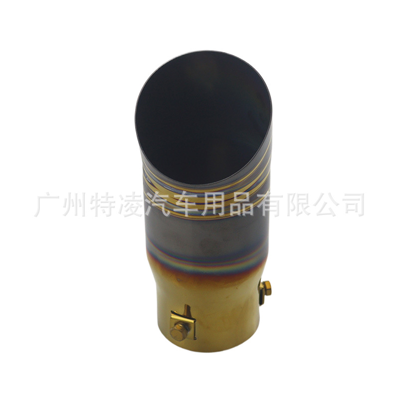 JDM universal 64mm exhaust pipe nozzle 2.5 inch stainless steel chrome rainbow black gold burning blue muffler small D tail throat 2