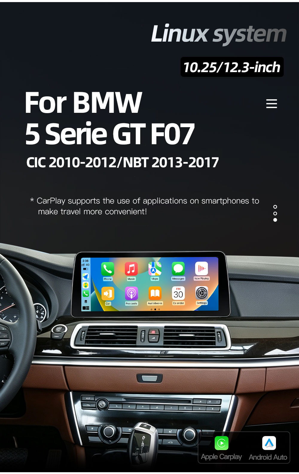 Suitable for Bmw 5 Series Gt F07 Car Central Control Large Screen Navigation Carplay Reversing Image All-In-One Machine