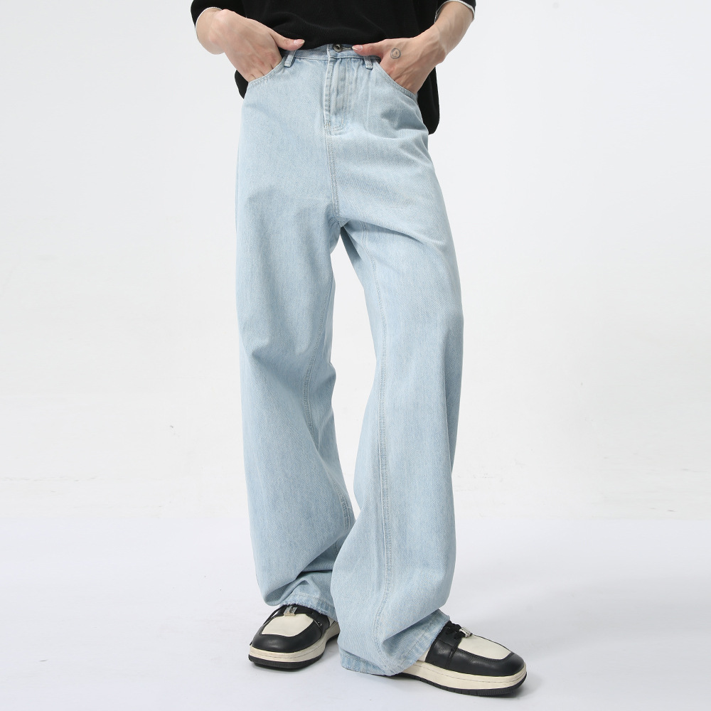 MTLCLOTHES men's clothing | 2024 summer new Japanese light color simple straight tube loose casual jeans tide