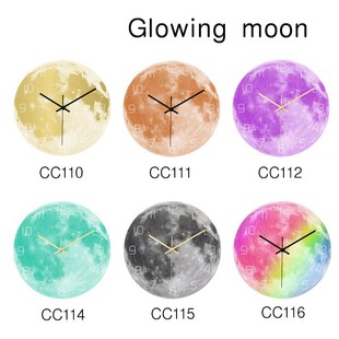 CC110-116 Luminous Colorful Moon Round Wall Clock Acrylic Silent Movement Bedroom Living Room Decorative Time Clock
