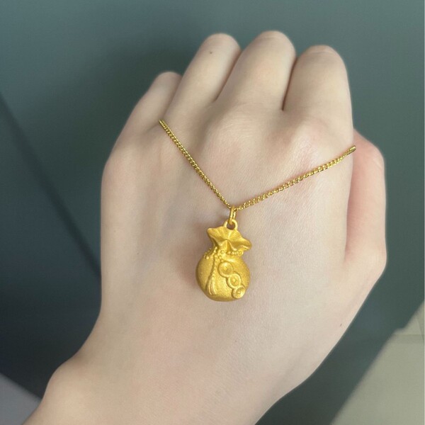 Sand gold solid lucky bag pendant men and women's money bags have…