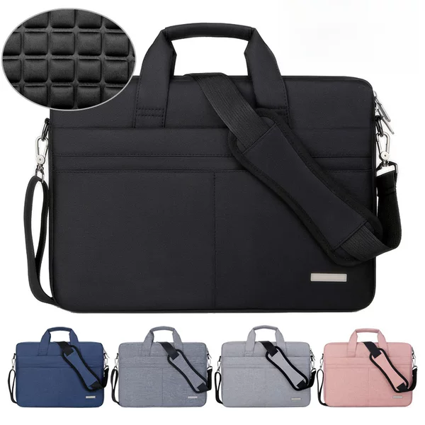 Cross-Border Simple Fashion Computer Bag Briefcase Shoulder Satchel Men and Women 15.6inch Laptop Bag Exhibition Bag