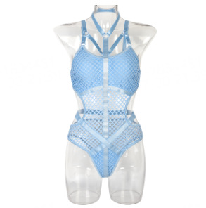 AliExpress popular Halter sexy Lencería mono primavera y verano malla grande costura pesada artesanía europea y americana al por mayor 3035