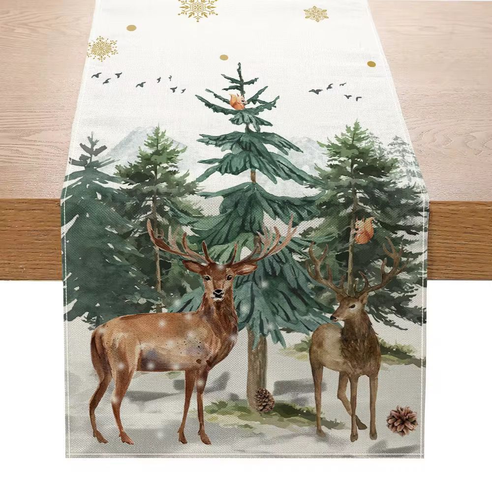 Amazon nueva bandera de mesa de Santa Claus blanca mesa de té de Navidad sala de estar dormitorio mesa de decoración de fondo