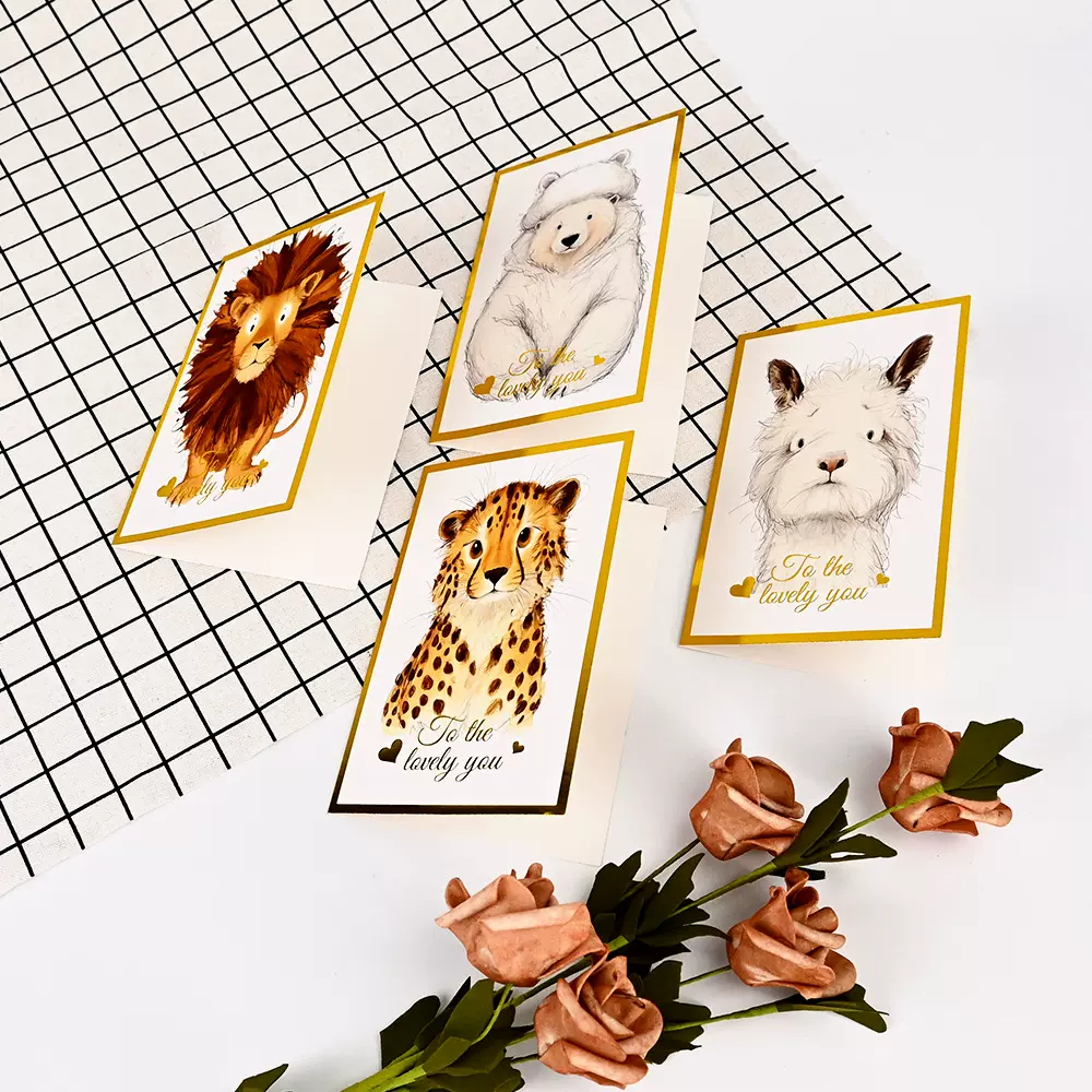 北欧卡通风格彩色贺卡套装 儿童节派对祝福贺卡气球蛋糕图案卡片