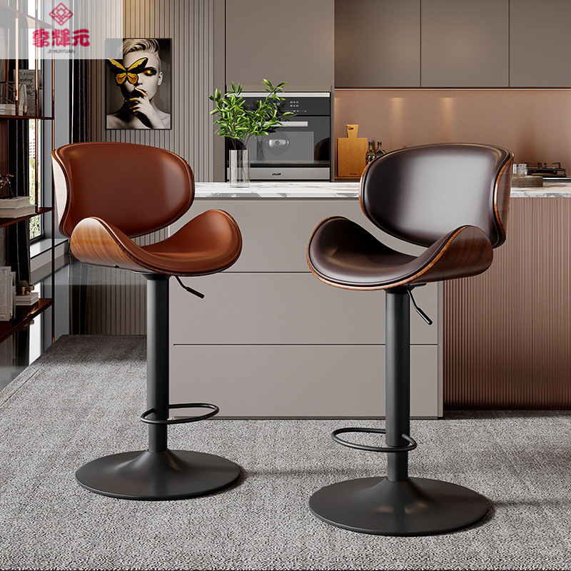 Light Luxury Bar Chair Lift and Rotate Modern Simple Backrest Bar Stool Home Front Desk Bar Chair Fashion High Stool