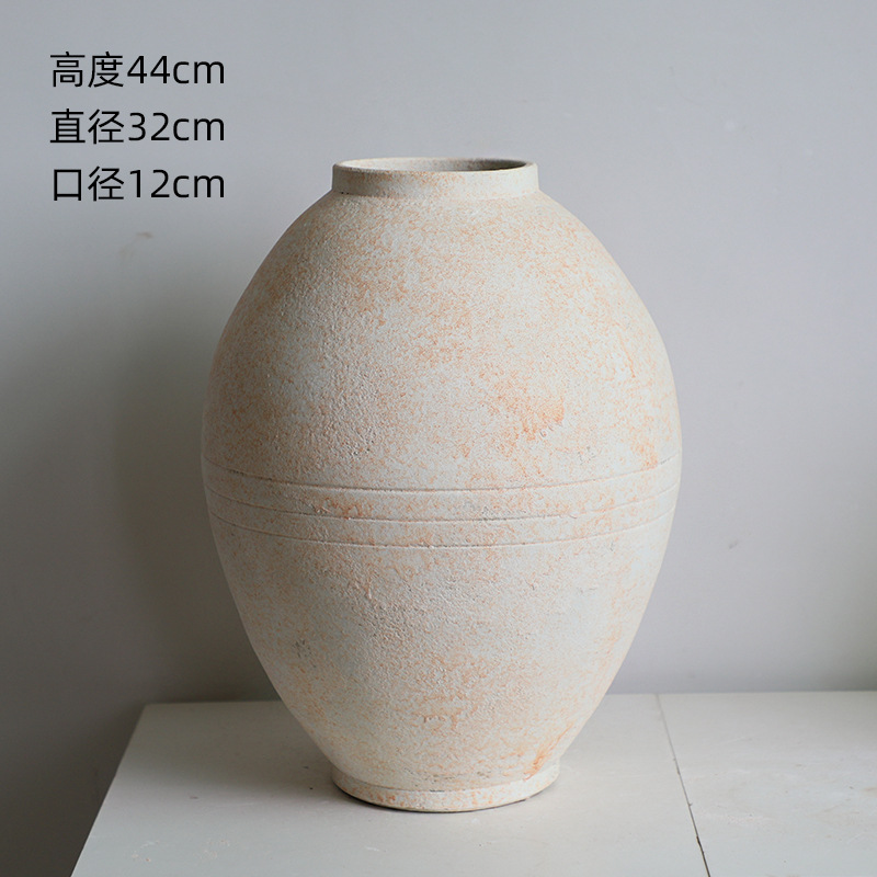 Color de la tierra Jingdezhen vasos de cerámica retrógrado hotel artesanal nórdico alojamiento residencial floral silenciosa decoración cerámica rugosa