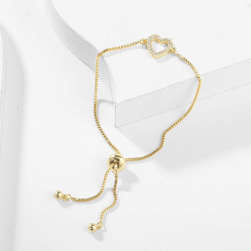 Sweet Heart Shape Copper Inlay Zircon Bracelets 1 Piece