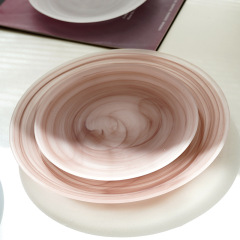 Chinese ink and color glass plate Japanese-style bowl set household tableware personalized colorful dinner plate fruit plate practical soup plate