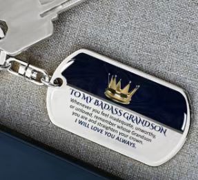 Spot venta caliente transfronteriza marca militar creativa llavero epoxi de acero inoxidable regalo conmemorativo para hijo, hija, nieta