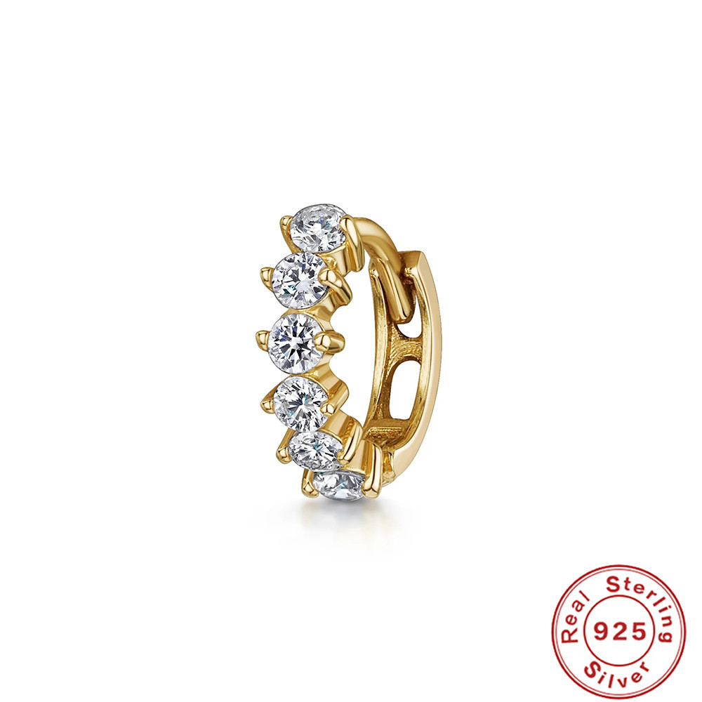 Nueva moda europea y americana simple ins estilo S925 plata esterlina cartílago piercing ZIRCON diamante anillo oído hebilla pendientes