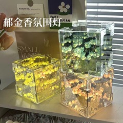 手作りdiyチューリップ花海小夜灯材料立体魔法鏡カップル彼女の親友誕生日プレゼント
