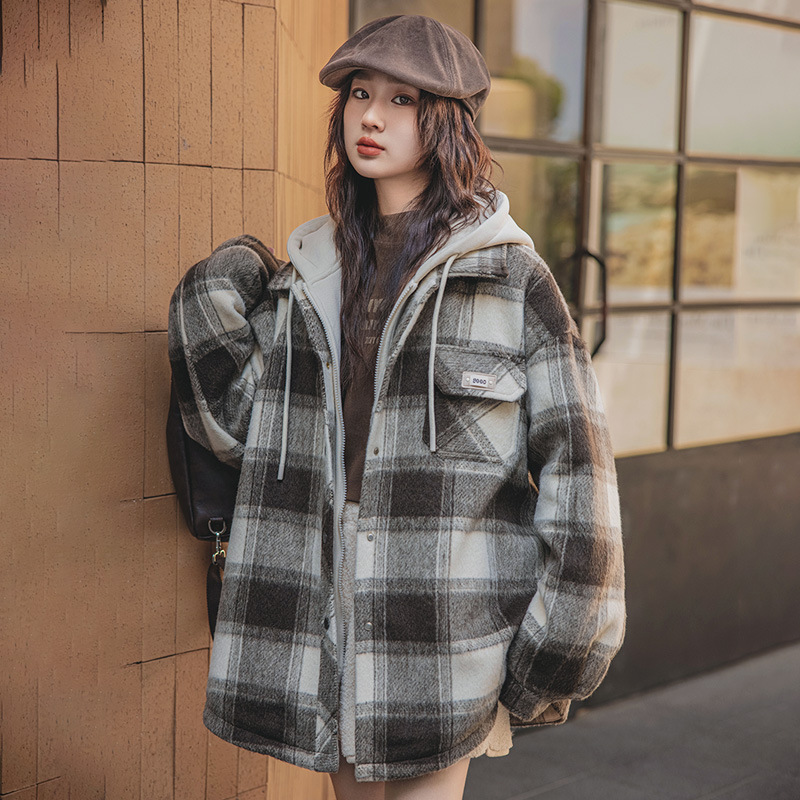 7828中学生假两件小香风外套新款日系大童秋冬装初中生毛呢棒球服