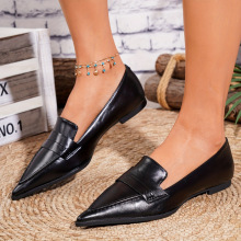 E 18368 Pointed-Toe Kitten Heel Loafers ��ͷ׶�θ��ָ�Ь����