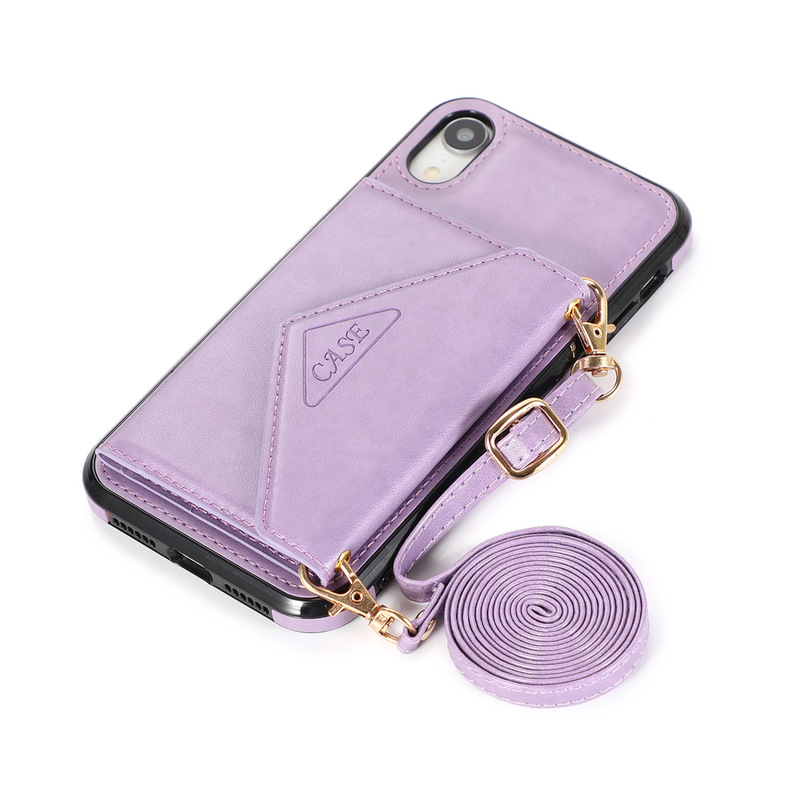 Suitable for Apple iPhone XS Crossbody Card Holder Phone Case Xr Phone Leather Case XS Max Protective Case 11 Wallet