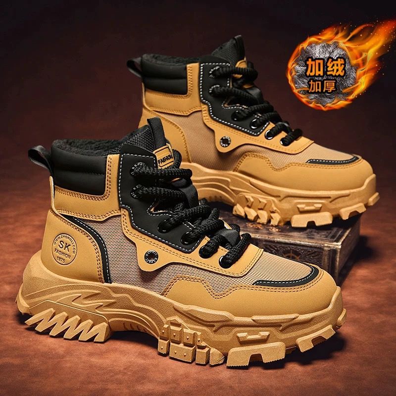 Zapatos de invierno para hombres, botas de nieve deportivas casuales, zapatos de algodón impermeables a prueba de frío y cálidos.