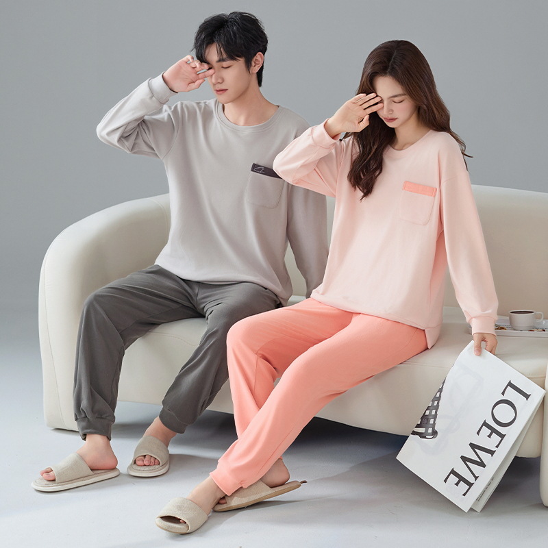 Pajamas de pareja otoño y invierno de ternudo catiónico de manga larga rayas oscuras de alta calidad caliente conjunto de ropa de hogar caliente