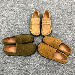 Trendy Loafers for Men, Work Clothing, Business Casual, Slip-On, Round-Toe, Lazy Thick-Soled Derby Shoes 16009-t