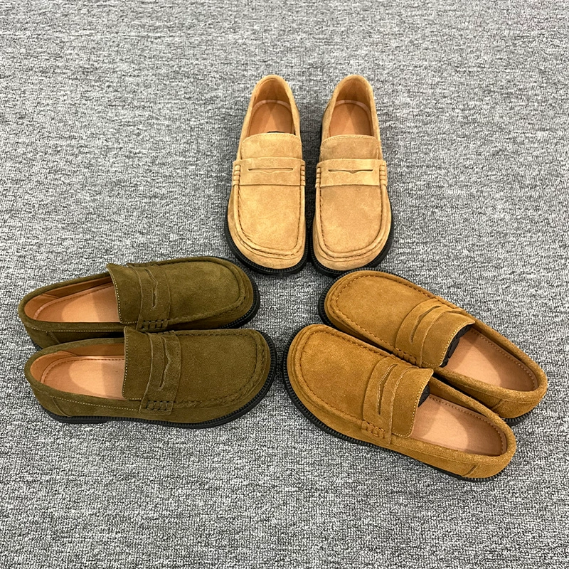 Модные мужские лоферы, рабочая одежда, деловая повседневная обувь, слипоны, туфли дерби с круглым носком и толстой подошвой 16009-T